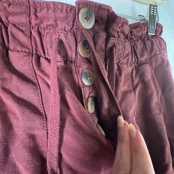 Free People Womens Paperbag Jogger Pants Burgundy‎ Drawstring Cotton XS Boho - Image 11