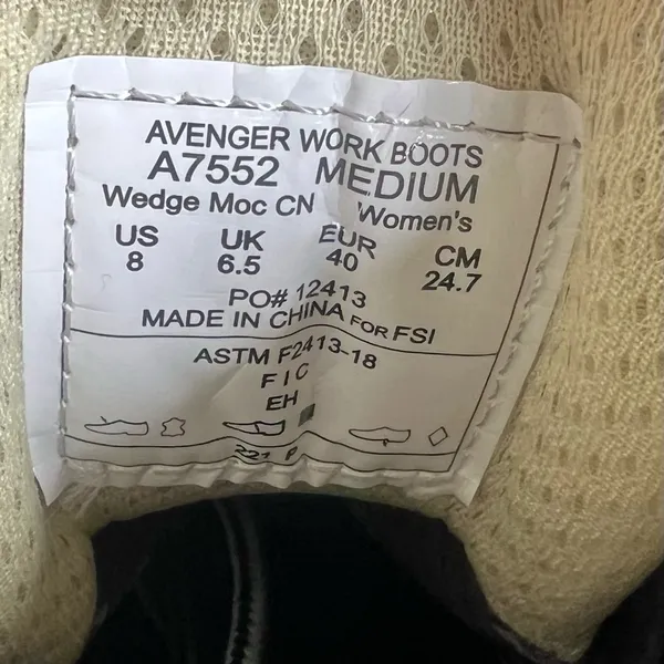 Avenger Women's Wedge Moc Work Boot Size 8 SKU#24699 - Image 11