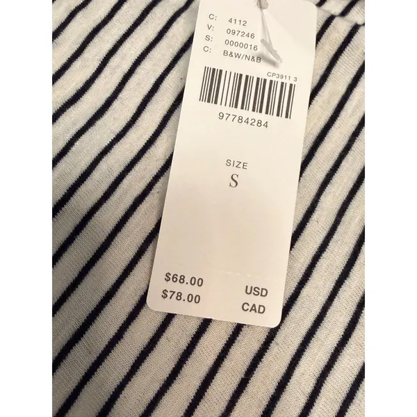 Anthropologie Pilcro Striped Ruched Sleeveless Top Ivory Black Cotton Small NWT - Image 9