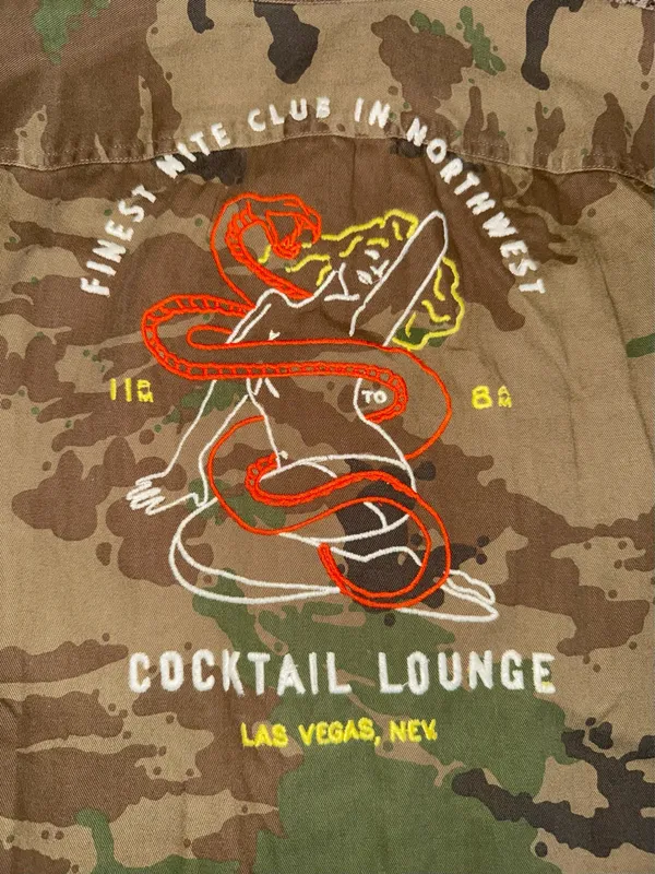 Pull&Bear Limited Edition Camouflage Embroidered Graphic Button-Down Shirt - Image 5