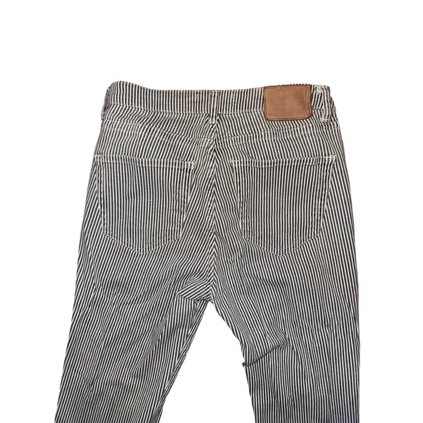 PULL&BEAR Striped Skinny Crop Jeans Sz 28 Gray White Raw Hem Stretch Cotton - Image 13