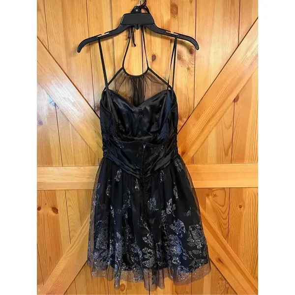 Deb Black Dress Halter floral Sparkly size 7/8 (3018) - Image 6