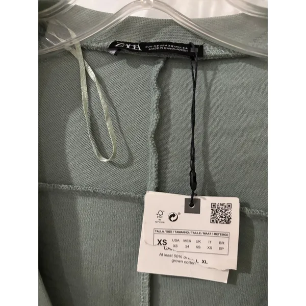 Zara Oversized V-Neck‎ Tunic Top Dolman Sleeve Sage Green XS - Image 2