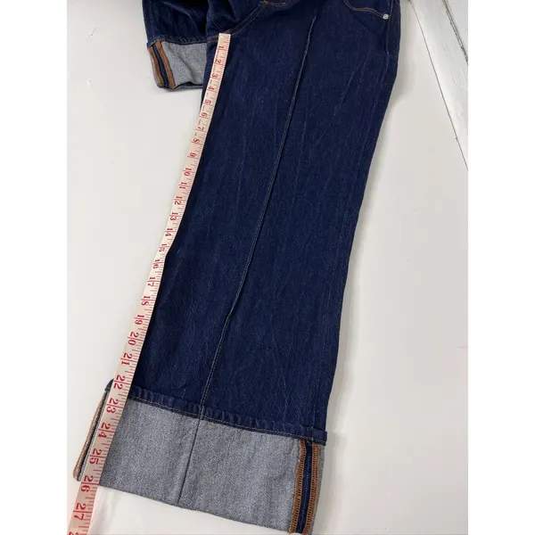 LOFT THE WIDE LEG Dark Blue High Rise Cuffed Jeans Women's Size 8 - Image 10