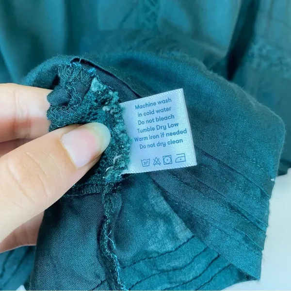 ROLLER RABBIT Embroidered 3/4 Sleeve Viscose Blouse in Emerald Green Sz XS - Image 10