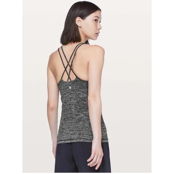 Lululemon Free To Be Serene Tank Top Black Ice Gray Strappy Back Size 8 - Image 2