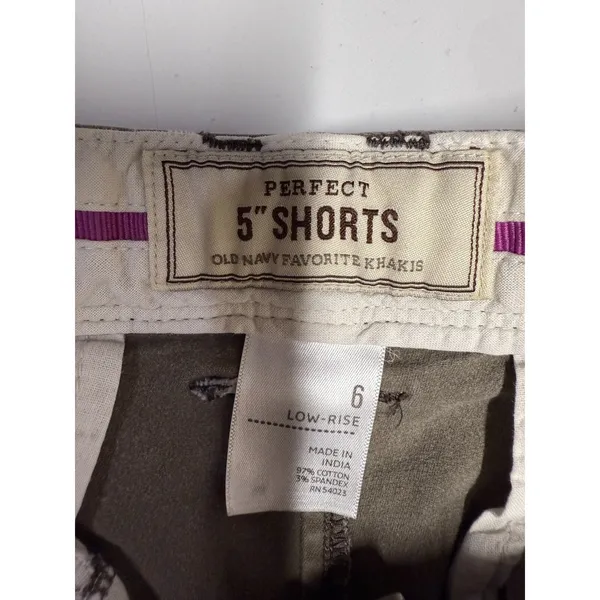 Vtg Old Navy Y2K Tan Brown‎ Cuffed Low Rise Chino Mini Shorts Women Sz 6 Preppy - Image 3