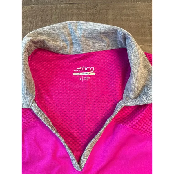 BCG Women's Tru-Wick purple gray collar‎ mesh sides athletic polo shirt Size L - Image 2
