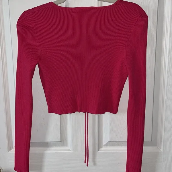 Zara Fuchsia Ribbed Cropped Tie‎ Top Size Med NWOT - Image 11
