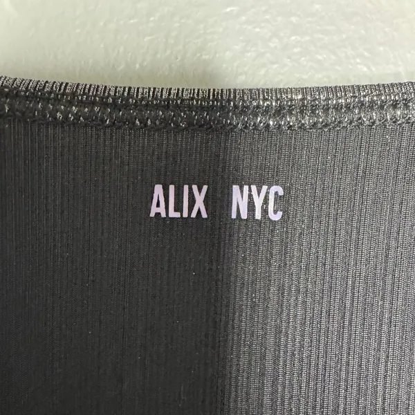 Alix NYC Irving Lamé Bodysuit Small Gunmetal Metallic Deep V-Neck Long Sleeve - Image 10