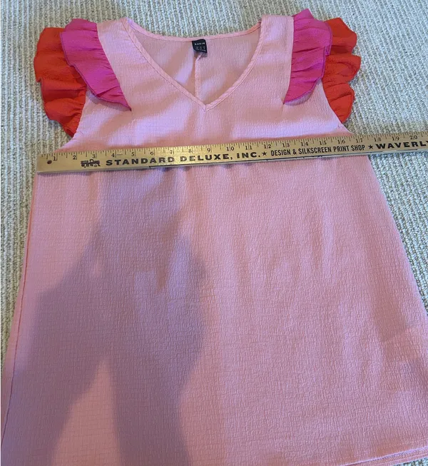 Shein Pink Flutter Sleeve Top M - Image 2
