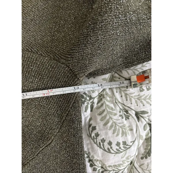 House of Harlow 1960 Small Sparkle Long Sleeve Rib‎ Knit Top Silver Green - Image 5