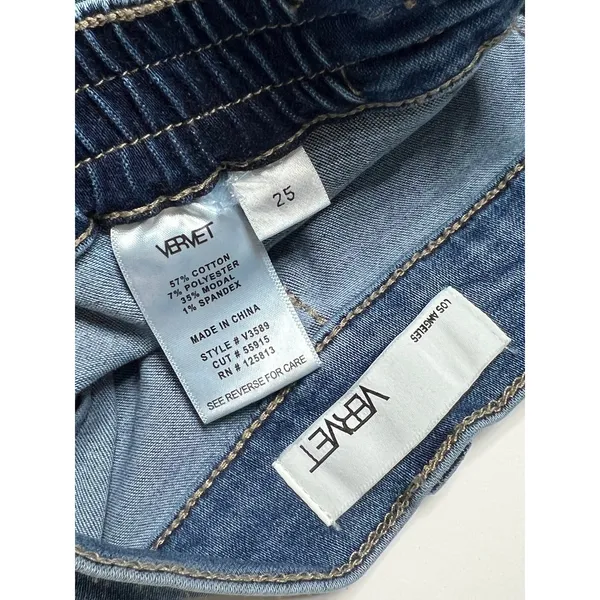 Vervet High Rise Wide Leg Jeans Size 25 Blue Stretch Denim Patch Pocket - Image 3