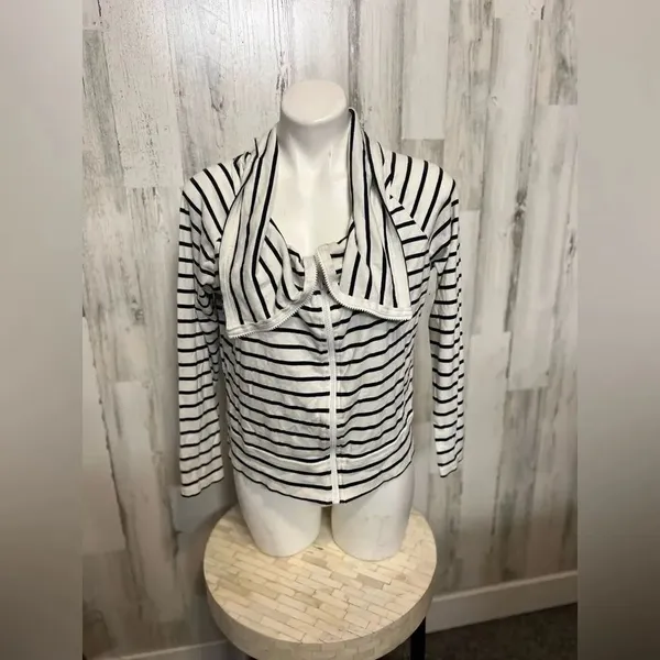 Stripped zip up sweater Black Size XL - Image 4