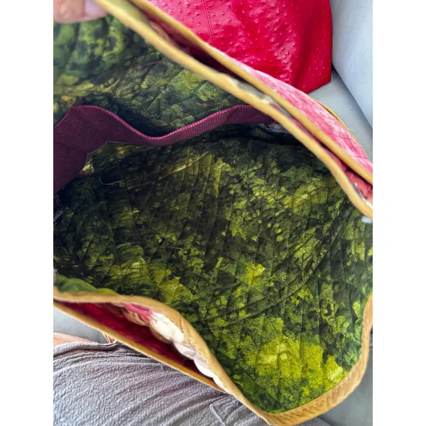 Vintage Quilted Tote Bag Burgundy Pink Floral Patchwork Boho Large Cottagecore - Image 7