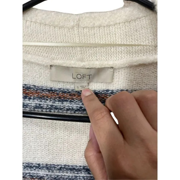 Loft Womens Open Front Long Cardigan Multicolor Stripe Pockets Size‎ S Soft Cozy - Image 6