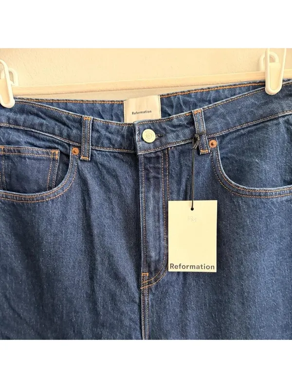REFORMATION Jax Stretch High Rise Straight Jeans In Seneca - Image 4