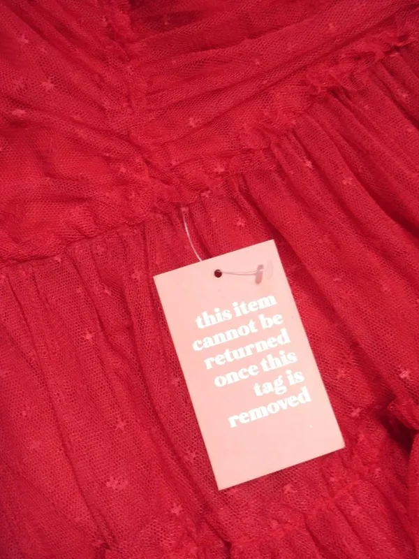 NWT Ivy City Co Whimsical Gown in Red Embroidered Tulle Ruffled Maxi Dress M - Image 8