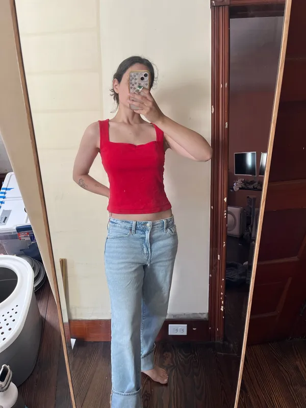 Moda Red Square Neck Sleeveless Top  - Image 2