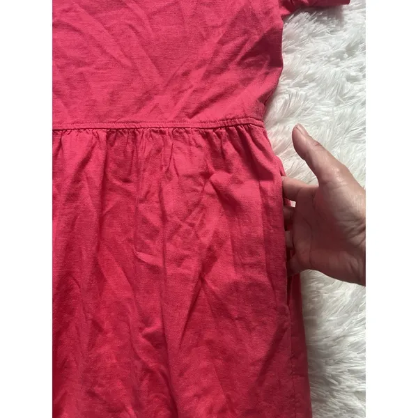 NWT Universal Thread Linen Blend Babydoll Top XL Pink Short Sleeve V-Neck - Image 7