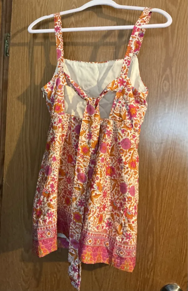 VICI Floral Sundress | Medium | Pink & Orange Boho Summer Dress - Image 3