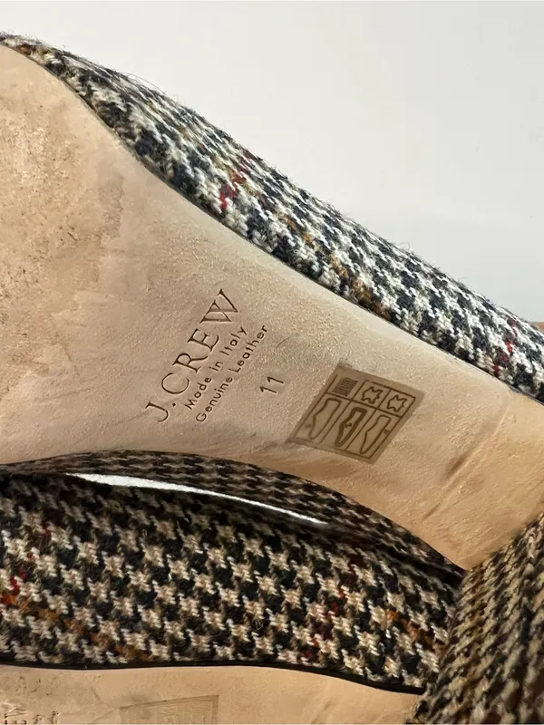 J.Crew Collection Lena Jeweled Tweed Chunky Heel Pumps Made in Italy - Image 8