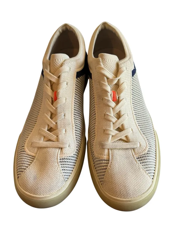 Rothy’s The Court Sneaker Cream Navy Knit Lace-Up Shoes Women’s Size 9 - Image 2