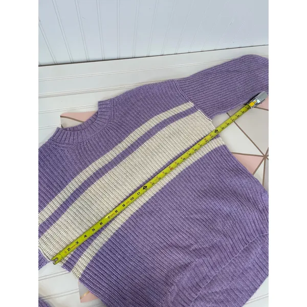 NWOT American Eagle Sweater Purple Cream Colorblock Crew Neck Pullover Size S - Image 3