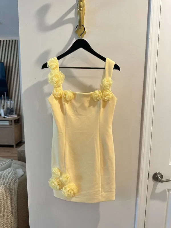 ELLIATT Trompe Floral Sleeveless Minidress in Yellow Size Large - Image 2
