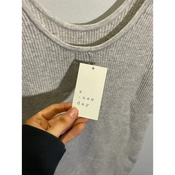 A New Day‎ Ribbed Tank Dress Womens XL Gray Midi Bodycon Side Slit Minimalist - Image 5