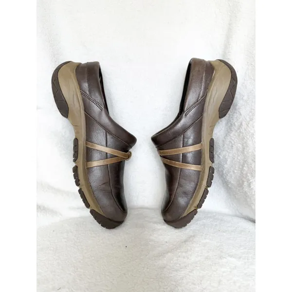 Womens shoes comfort flats slip clogs work merrell bracken 7.5 career brown tan - Image 6