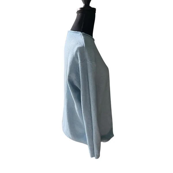 House of Tweed Baby Blue Sweater One Size Button Back Pockets Scotland - Image 6