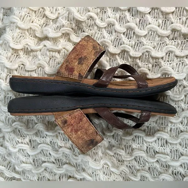 boc Brown Tan Concept Sandal with Wide Multi-colored Cork Band Comfort Sole - Image 4