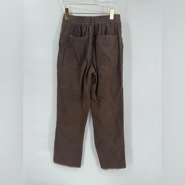 Little lies brown‎ corduroy wide leg pants with raw hem size small - Image 2