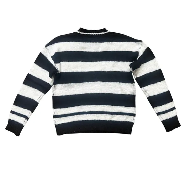 Olive Scent Striped Knit Crewneck Sweater Size Small Black White Grunge Coquette - Image 2