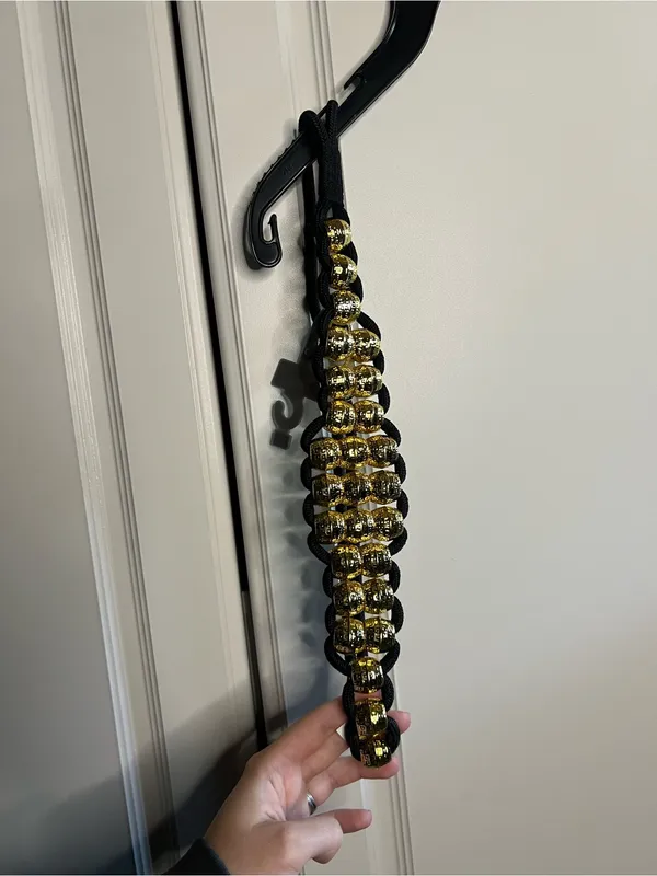 Vintage Ann Taylor 90s Black Braided Rope Gold Bead Belt Medium - Image 10