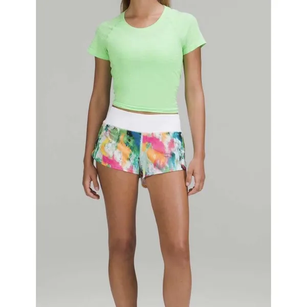 Lululemon Speed Up Low Rise Lined Shorts 2.5" No Limits White Multi Womens 12 - Image 3