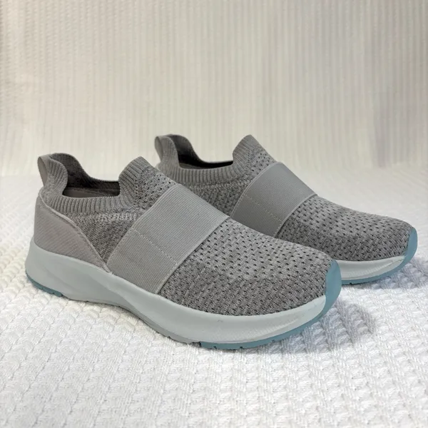 Athletic Works Slip On Sneakers‎ Gray Knit Odor Control Walking Shoes New 7.5 - Image 2