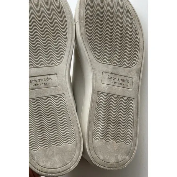 KATE SPADE Angelise White Gold Leather Lace Up Low Top Sneakers Size 8B - Image 8