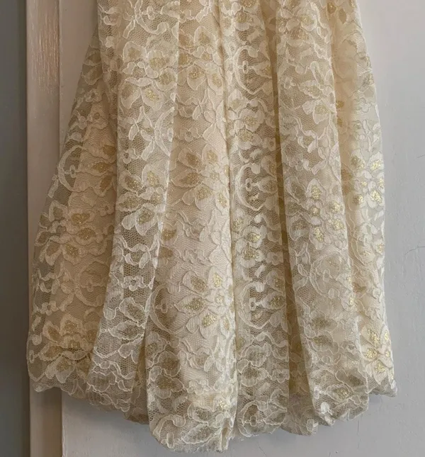 Strapless Bubble Hem Butter Yellow Lace Formal Dress Size 2 - Image 7