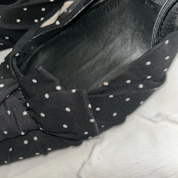 Zara Black & White Polka Dot Kitten Heel Sling back Shoes(Size 39) - Image 10