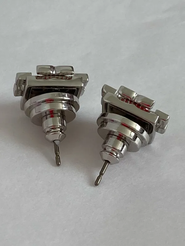 Tory Burch Silver Logo Stud Earrings Never Worn - Image 4
