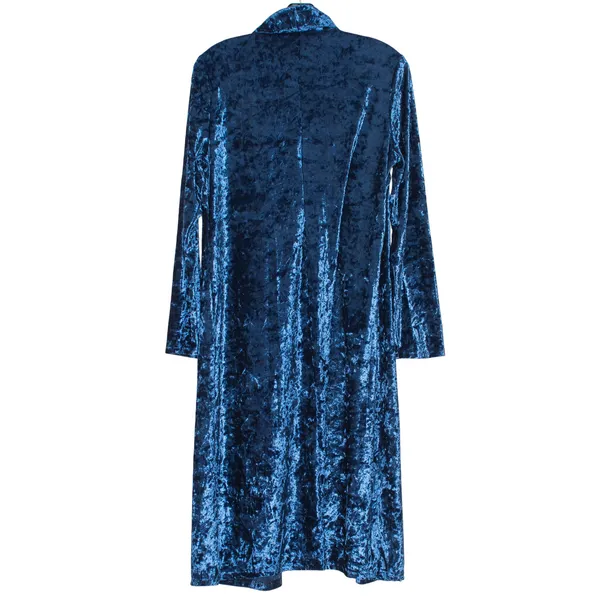 Duster Cardigan Crushed Velvet Y2K 90s Whimsigoth Witchy Grunge Open Blue Medium - Image 2
