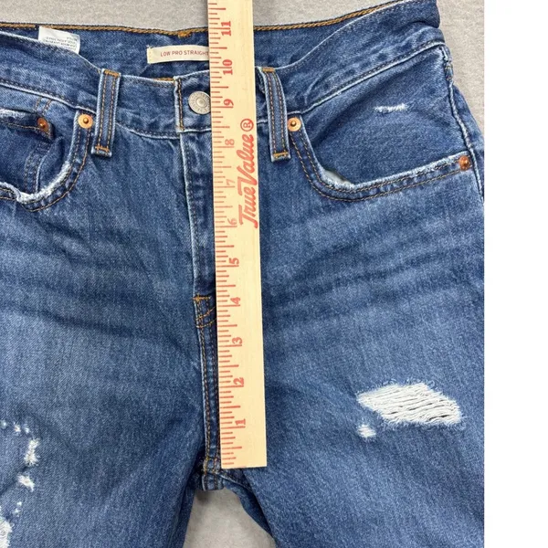 Levi's Low Pro Straight Leg Jeans Women's Size‎ 25 Blue Distressed Ripped - Image 15