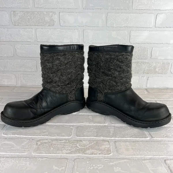 Chacos Waterproof Boots Womens 9.5 Black Gray Quilted Arbora Wool Leather Vibram - Image 13
