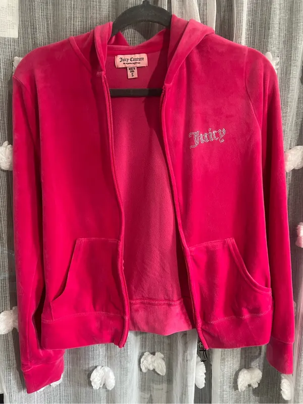 Juicy Couture Bright Pink Velour Zip-Up Hoodie - Image 5