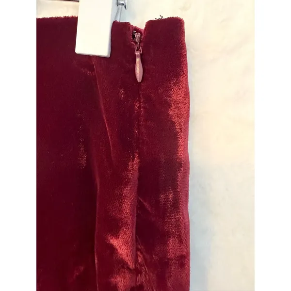 Free People Burgundy Velvet Side Slit Mini Skirt Wine Red Holiday‎ Party Evening - Image 4