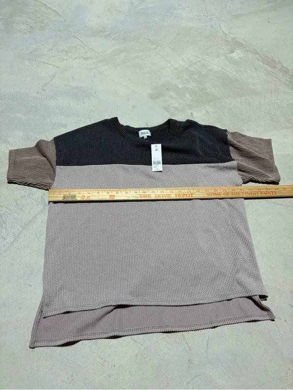 BKE NWT Short Sleeve Colorblock Ribbed Top - Oat black small MSRP$37 - Image 8