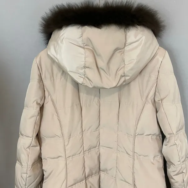 Laundry by Shelli Segal Down Puffer‎ Coat Fur Trim Detachable Hood Women Large - Image 5