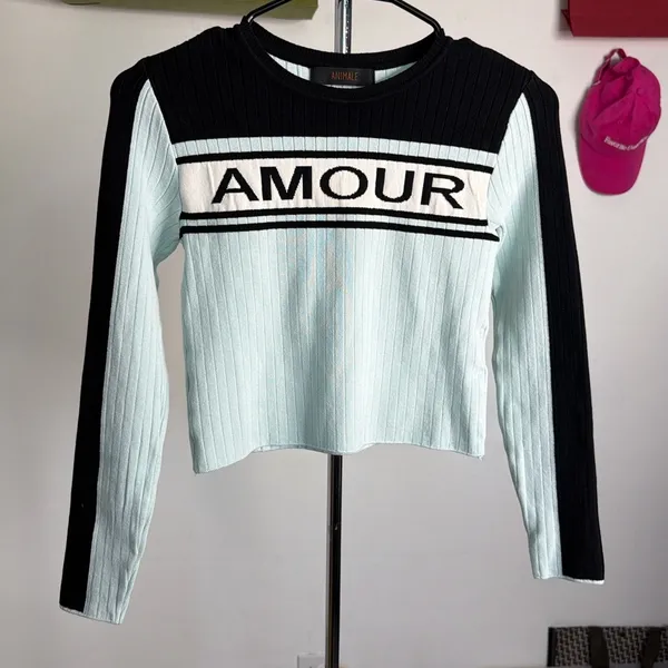 ANIMALE AMOUR Mint Striped Ski Sweater Top - Image 2
